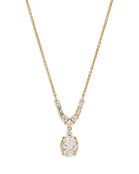 Cubic Zirconia Pendant Necklace in 18K Gold Plated, 16"-18"