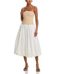 Line & Dot Anitha Mixed Media Bubble Hem Midi Dress