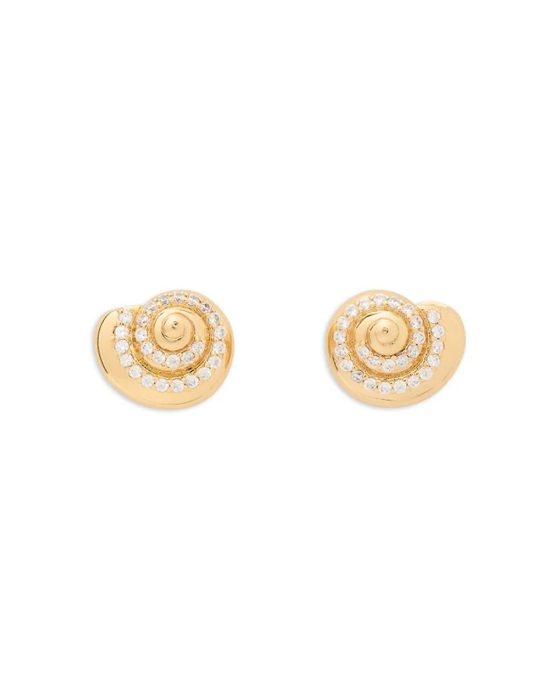 Pavé Seashell Stud Earrings