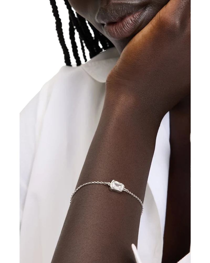 Molten Clear Glass Solitaire Chain Link Bracelet