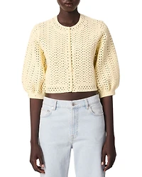 Cropped Rhinestone Crochet Cardigan