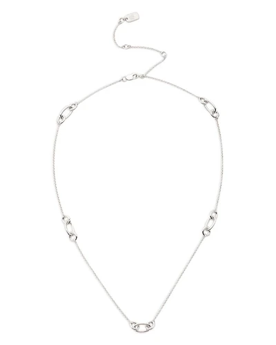 Link Station Collar Necklace in Sterling Silver, 16"-19"