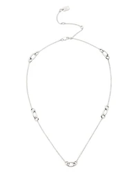 Link Station Collar Necklace in Sterling Silver, 16"-19"