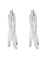 Pavé Crisscross Hoop Earrings in Sterling Silver