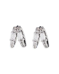 Cubic Zirconia Split Hoop Earrings in Sterling Silver