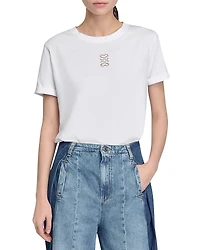 Sandro Embroidered Cotton Tee