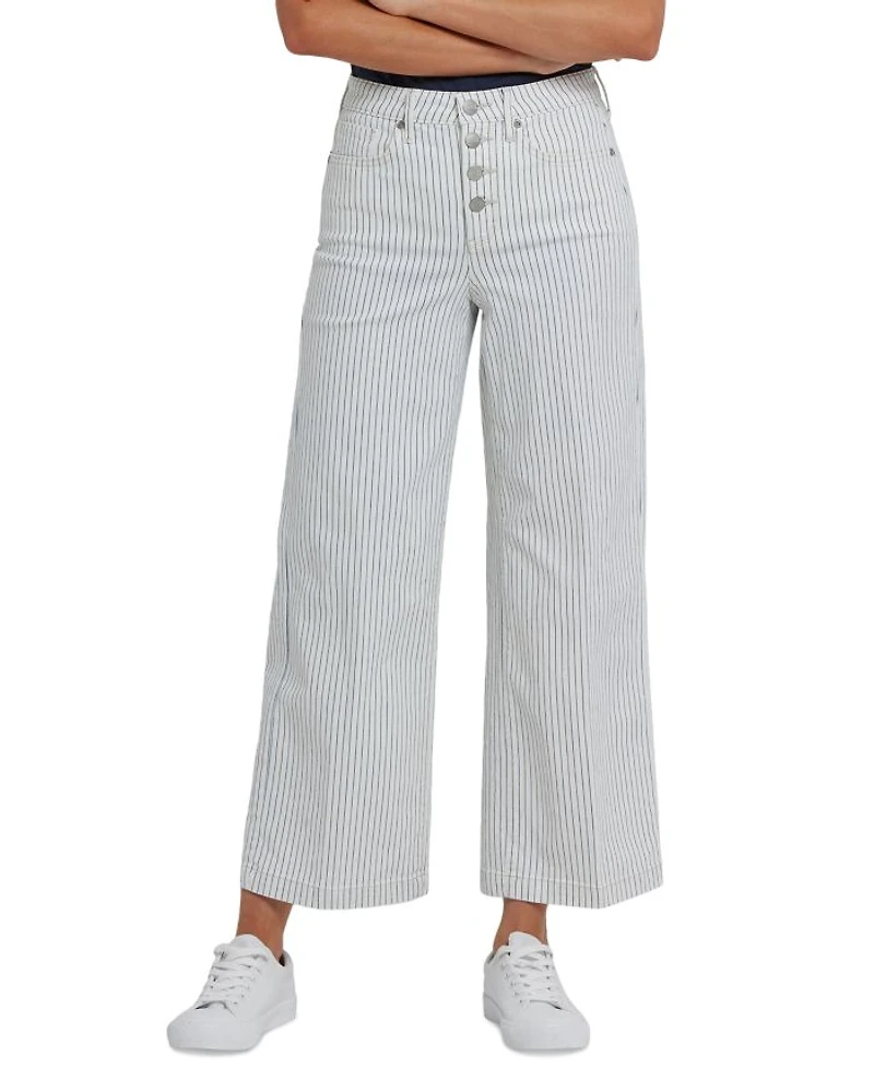 Teresa High Rise Wide Leg Ankle Jeans Palencia Stripe