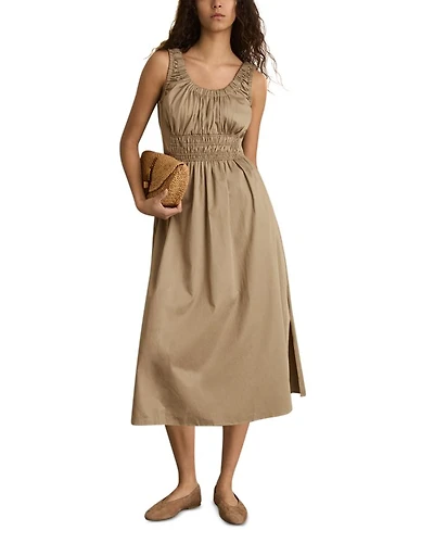 Petite Anouk Craft Ruched Woven Dress