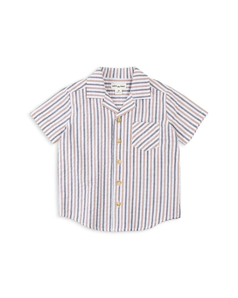 Boys' Striped Short Sleeve Seersucker Camp Shirt - Little Kid