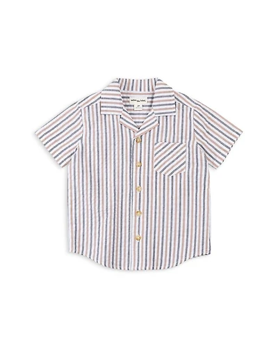 Boys' Striped Short Sleeve Seersucker Camp Shirt - Little Kid