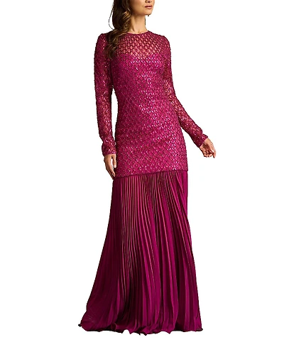 Tadashi Shoji Halim Sequin Embroidered Illusion Gown