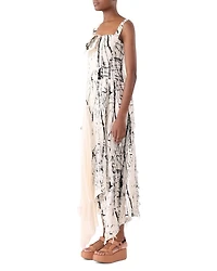 Brushstroke Fray Jacquard Asymmetric Dress