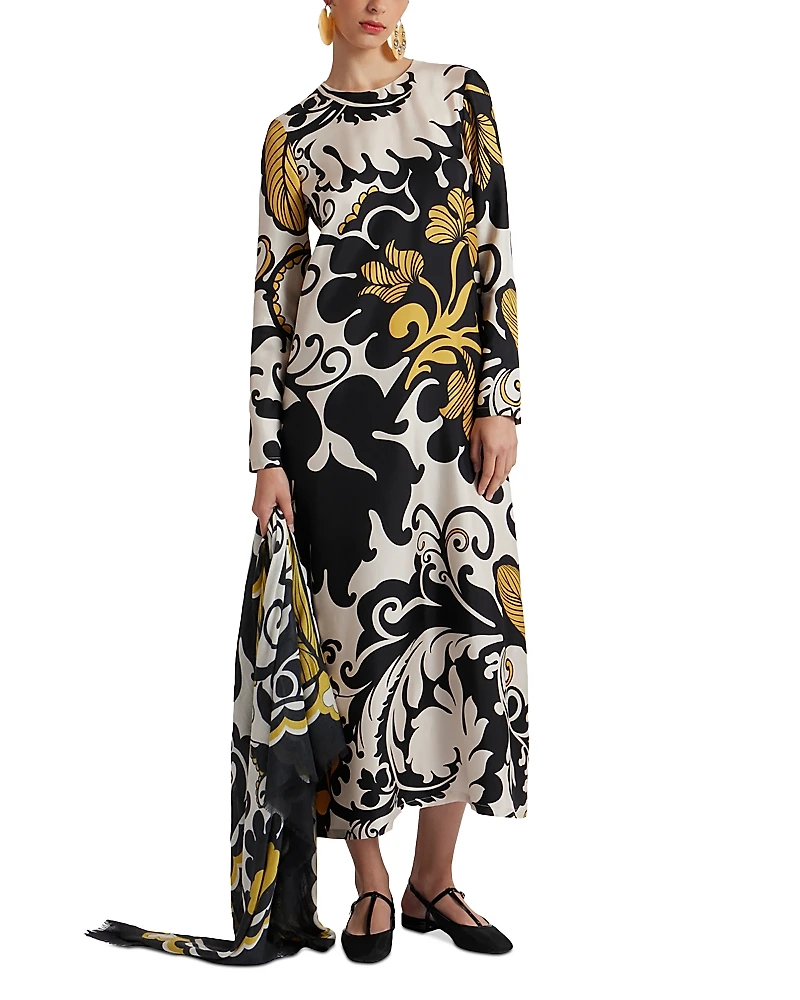 La DoubleJ Silk Long Sleeve Swing Dress