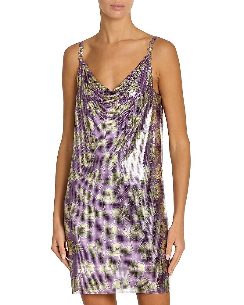 Versace Metal Mesh Printed Dress