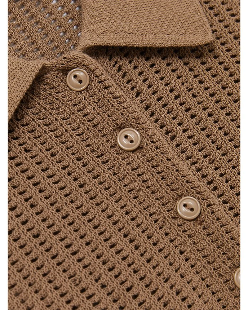Open Stitch Polo Top