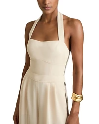 Petites Whipstitch Halter Jumpsuit