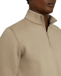 Ribbed Funnel Neck Half Zip Shirt
