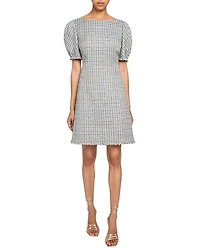 Santorelli Violet A-Line Shift Dress with Puff Sleeves