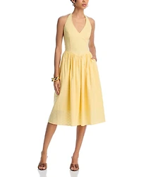 Ressi Eyelet Halter Midi Dress