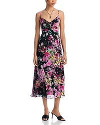 Steve Madden Ray Pleated Floral Chiffon Midi Dress