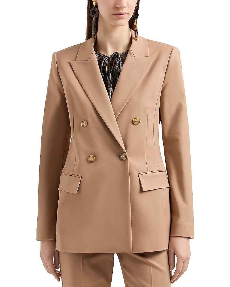 Emporio Armani Stretch Cotton Double Breasted Blazer