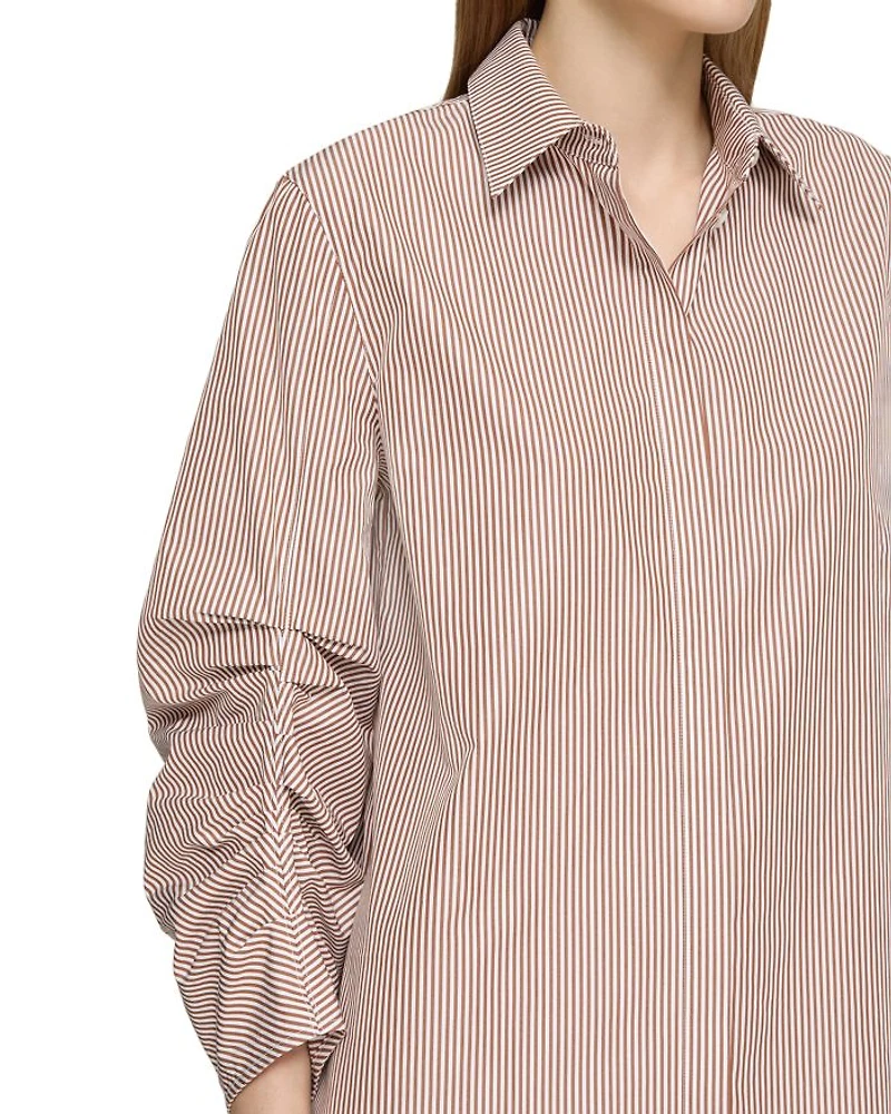 Ruched Sleeve Shirt Dress
