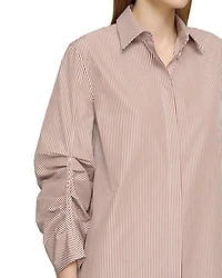 Ruched Sleeve Shirt Dress