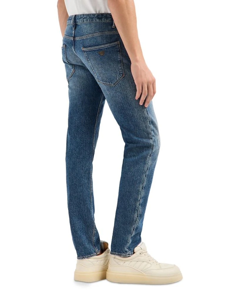 Slim Fit Washed Jeans Medium Blue