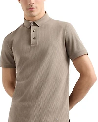 Textured Cotton Allover Jacquard Chevron Motif Polo