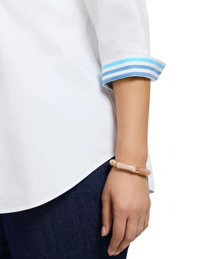 Margie 3/4 Sleeved Pinpoint Oxford Shirt