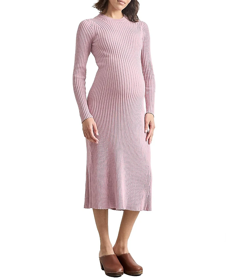 Hatch Collection The Eliana Cotton Rib Maternity Sweater Dress