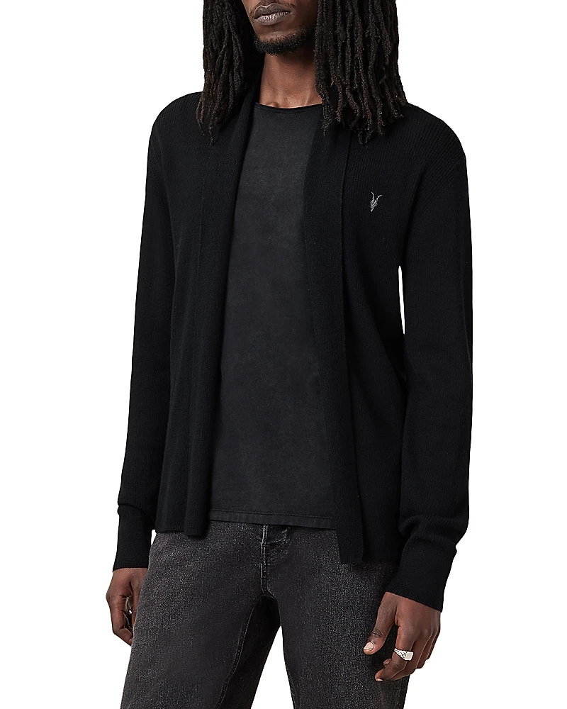 Allsaints Mode Regular Fit Merino Wool Open Cardigan Sweater