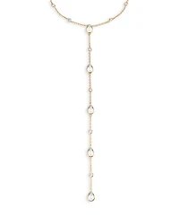 Mixed Cubic Zirconia Lariat Necklace 18K Gold Plated, 15"-18"