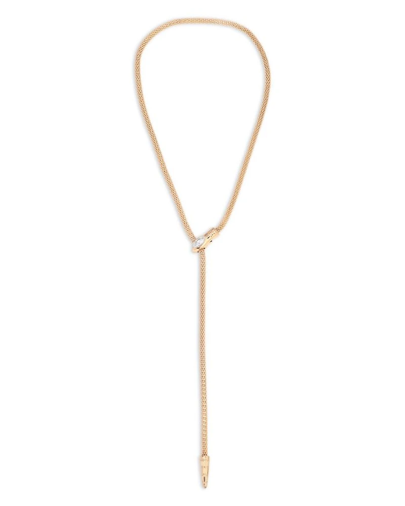 Serpentina Marquise Cubic Zirconia Snake Chain Adjustable Lariat Necklace in 18K Gold Plated, 26"
