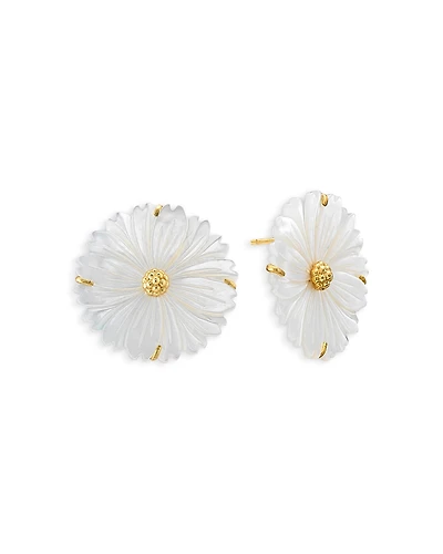 Capucine De Wulf Mermaid Garden Mother Of Pearl Blossom Statement Stud Earrings
