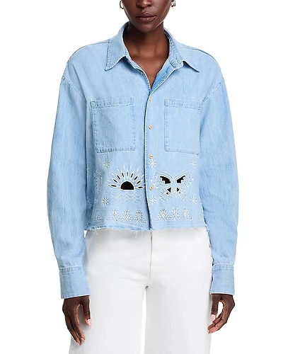 Mother The Roomie Double Frenchie Crop Shirt