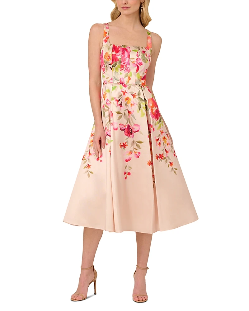Adrianna Papell Border Mikado Midi Dress
