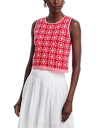Area Stars Cropped Patterned Top