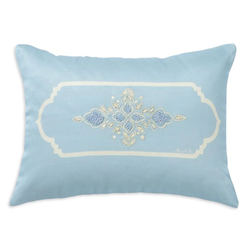 Aquamarine Embroidered Accent Cushion, 13" x 20"