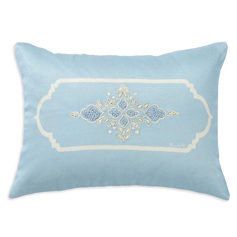 vVyom Aquamarine Embroidered Accent Cushion, 13 x 20
