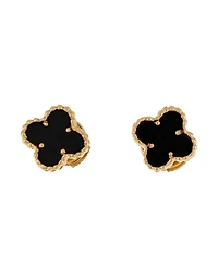 Sweet Alhambra Stud Earrings 18K Gold and Onyx