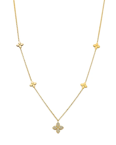 Roberto Coin 18K Yellow Gold Love by the Inch Diamond Flower Station Necklace, 15-17