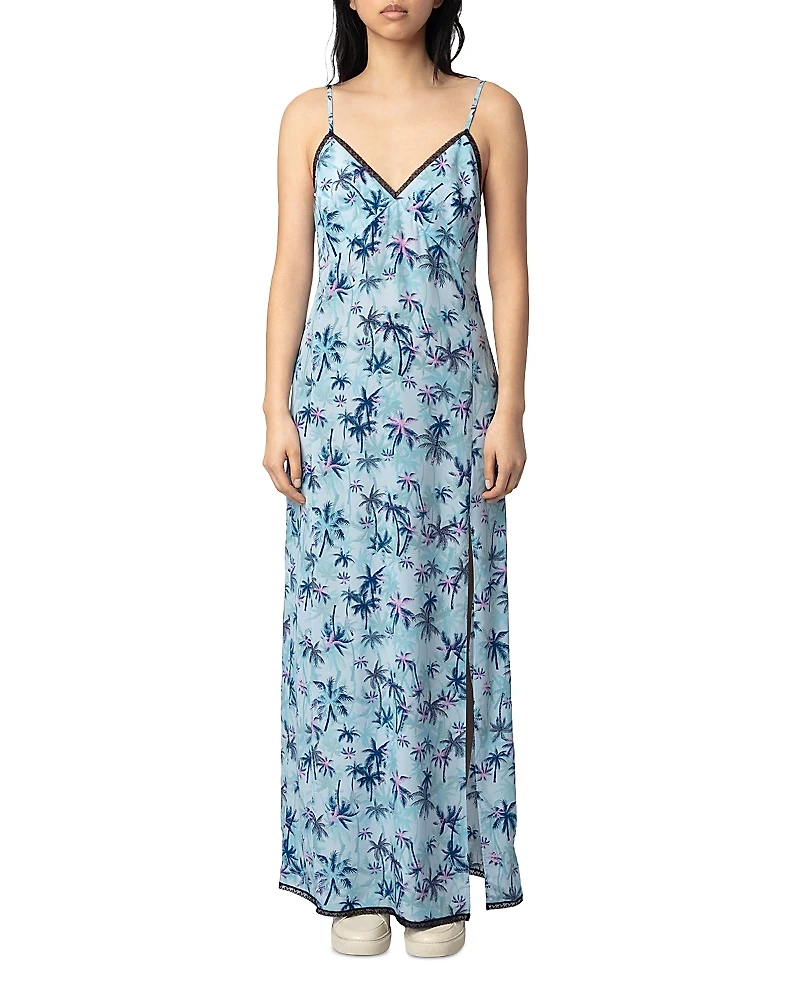 Zadig & Voltaire Ramelil Sunset Palm Mist Silk Dress