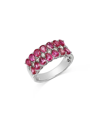 Bloomingdale's Fine Collection Ruby & Champagne Diamond Triple Row Ring