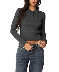 Edikted Mollie Collared Ribbed Knit Top