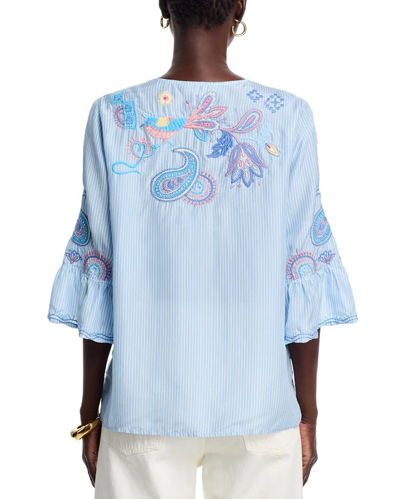 Silk Ruffle Sleeve Blouse
