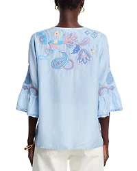 Silk Ruffle Sleeve Blouse