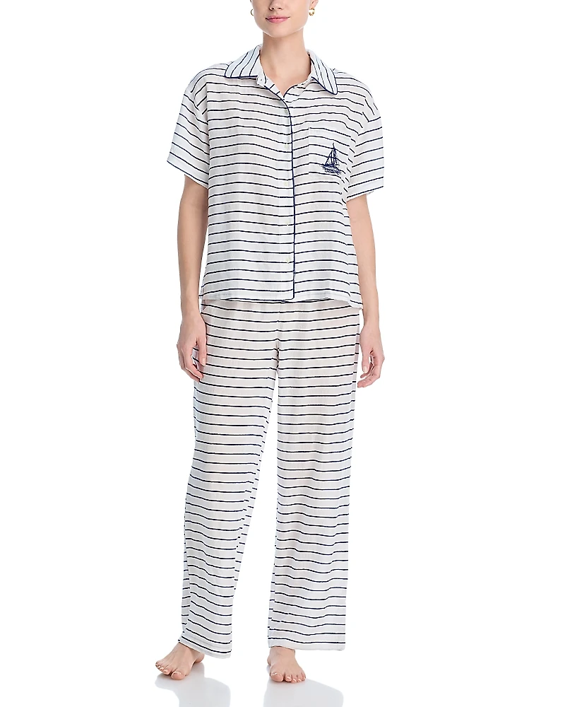 Aqua Striped Long Pajama Set - Exclusive