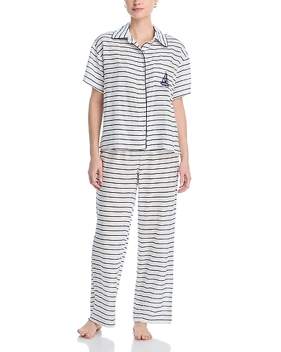 Aqua Striped Long Pajama Set - Exclusive