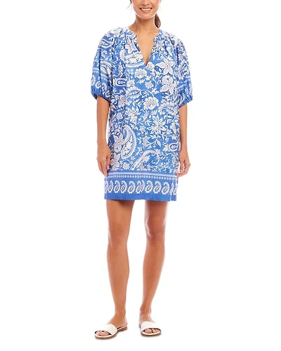 Printed Puff Sleeve Peasant Dress